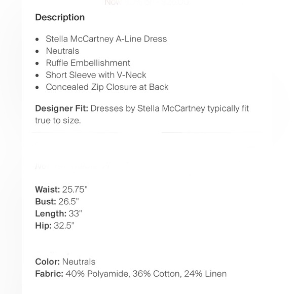 ⭐️STELLA MCCARTNEY “Miranda” Ruffle Dress. EU 34=US 0/2 —**See measurements ⭐️ - Picture 11 of 16